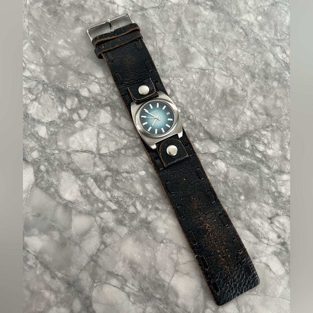 Fossil watch and leather wristband